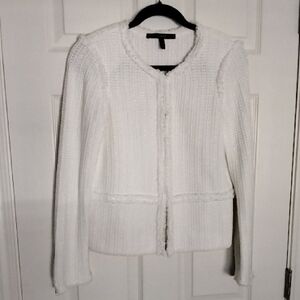 White House Black Market Ivory Knit Sweater Jacket Price Reduced!